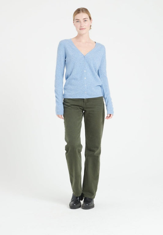 Cardigan col V cachemire bleu ciel femme - LILLY 7A-0